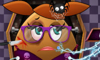 Pou-meisje bij de halloweendokter